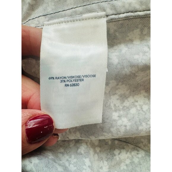 Lands End Womens Floral Button-Up Shirt XL/T Black White Tunic Top Peasant Casua - Picture 7 of 10